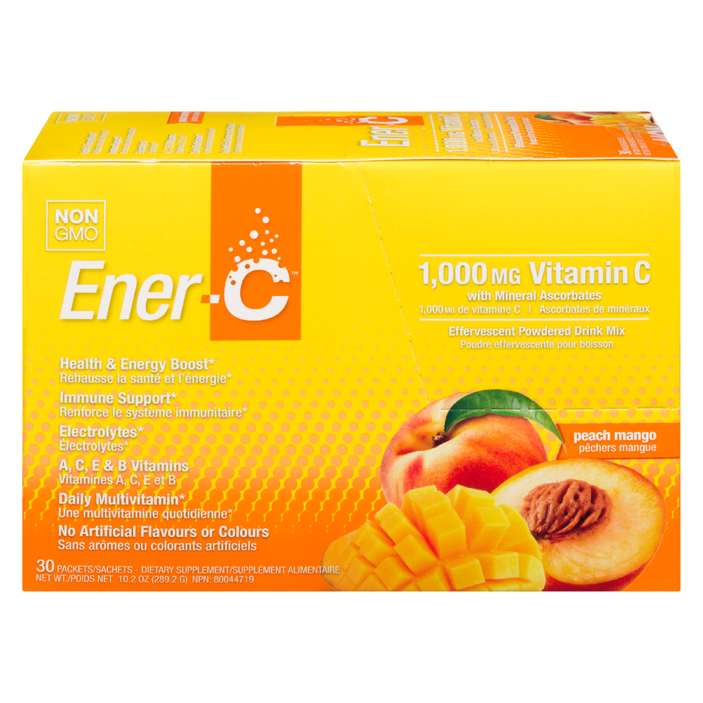 Ener-C 1000mg vitamine C 30 sachets Saveur pêche / mangue