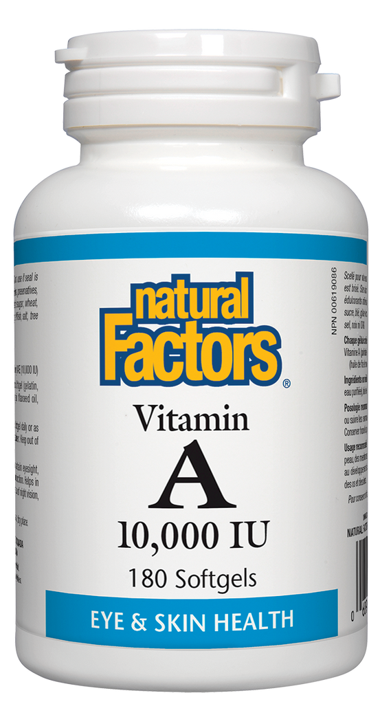 Vitamine A 10 000 UI 180 Facteurs naturels Santé des yeux et de la peau