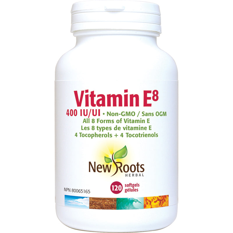 Vitamine E8 400 UI tocophérols mixtes 120's Nouvelles racines