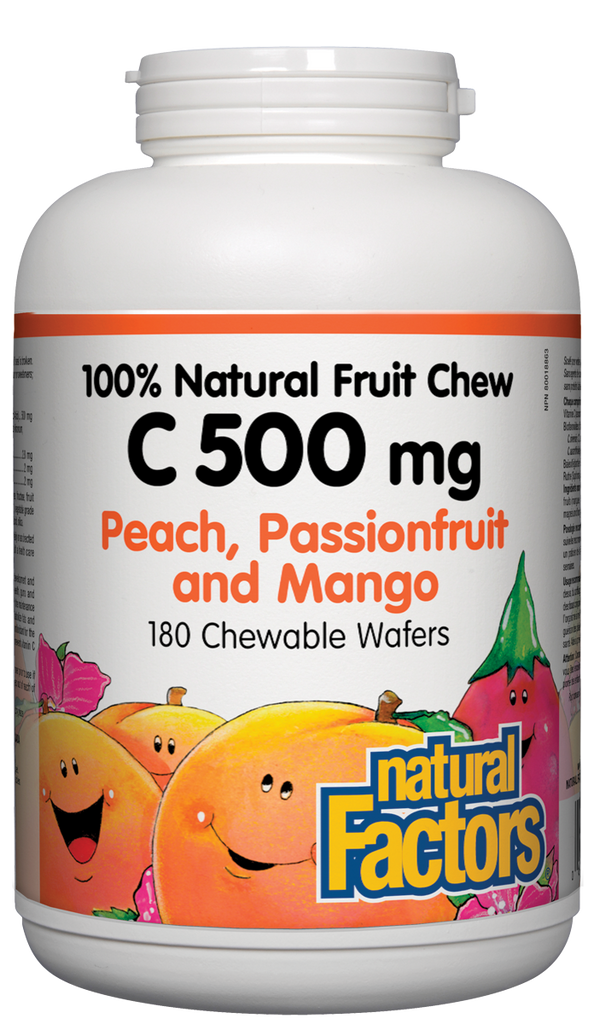 Vitamine C 500 mg 180 gaufrettes à croquer 100% fruits naturels Natural Factors