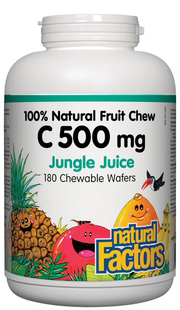 Vitamin C 500mg 180 chewable wafers 100% natural fruit Natural Factors