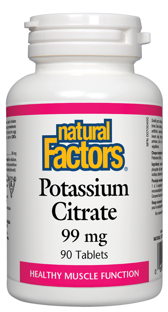 Citrate de potassium 99 mg 90 comprimés Fonction musculaire saine Facteurs naturels