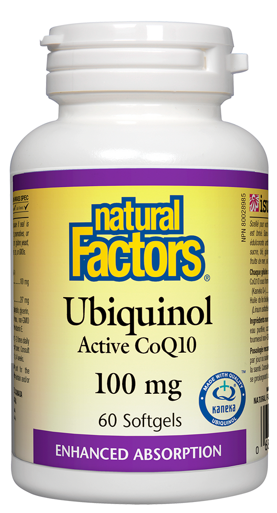 Ubiquinol CoQ10 ativo 100 mg Fatores naturais dos anos 60 KANEKA