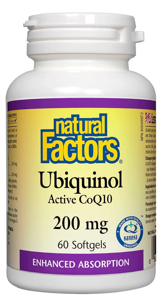Ubiquinol Active CoQ10 200 mg 60's Natural Factors KANEKA