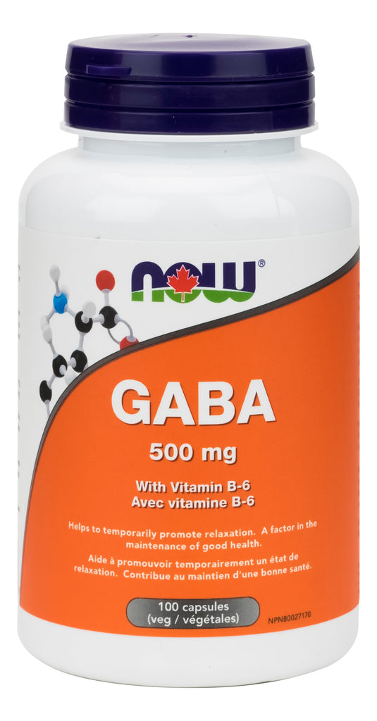 GABA 500 mg avec B-6 100 capsules MAINTENANT