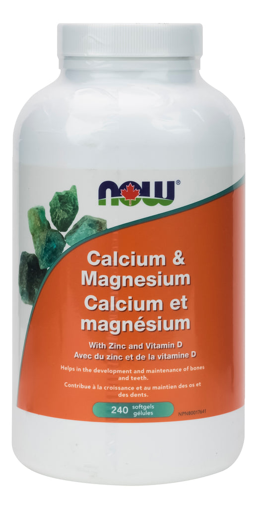 Calcium et magnésium avec zinc et vitamine D 240sg MAINTENANT