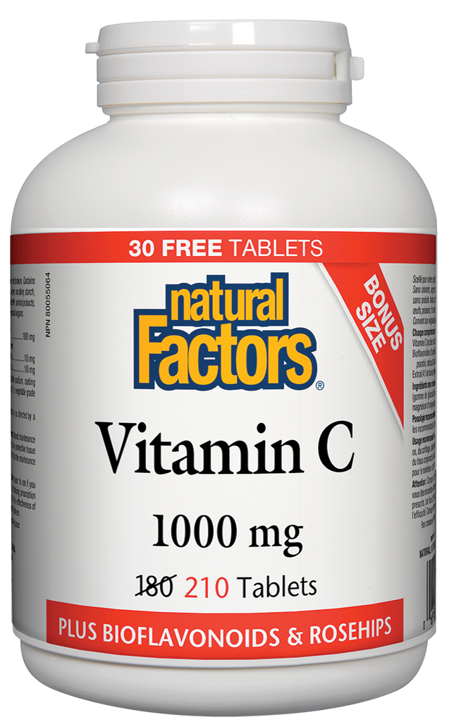 Vitamina C 1000mg Plus Bioflavonóides e roseira brava 180 + 30 fatores naturais