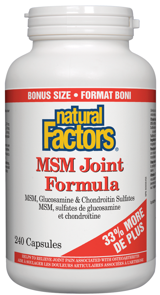 MSM Joint Formula Bonus size 33% more 240 caps Natural Factors