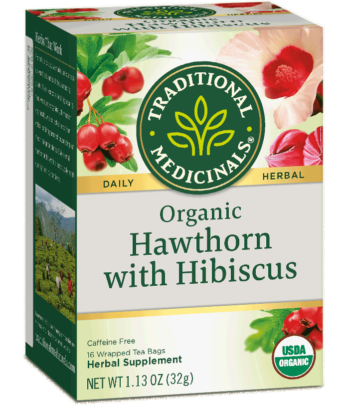 Hawthorn orgânico com medicamentos tradicionais de chá de hibisco