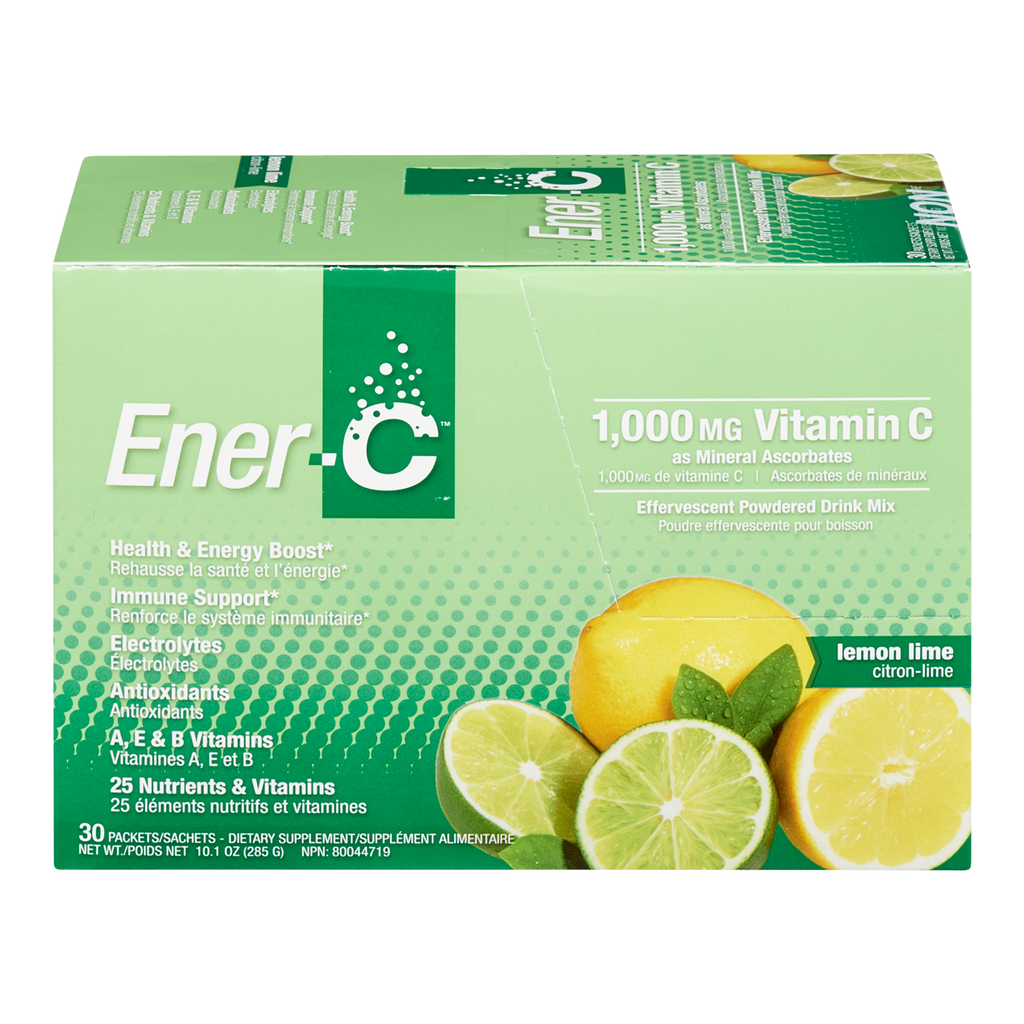 Ener-C 1000mg de vitamina C 30 pacotes de sabor limão / lima