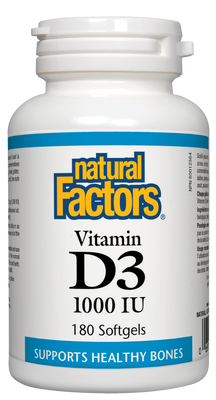 Vitamine D3 1000 UI 180 sg Natural Factors