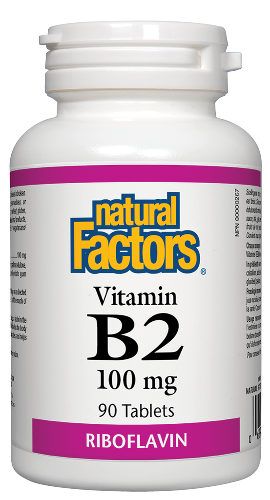 Vitamine B2 Riboflavine 100 mg 90 comprimés Natural Factors