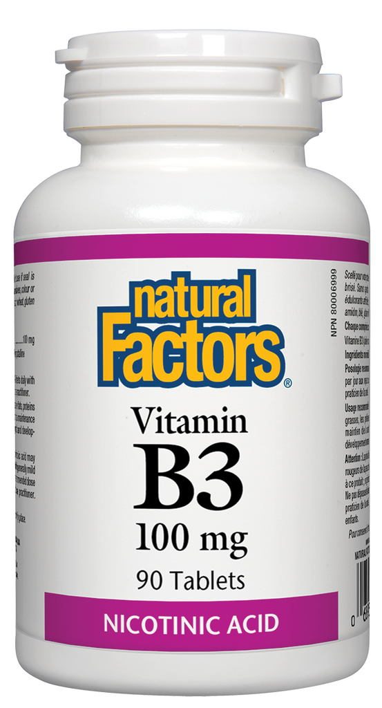 Vitamine B3 acide nicotinique 100 mg 90 comprimés Natural Factors
