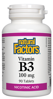 Vitamine B3 acide nicotinique 100 mg 90 comprimés Natural Factors