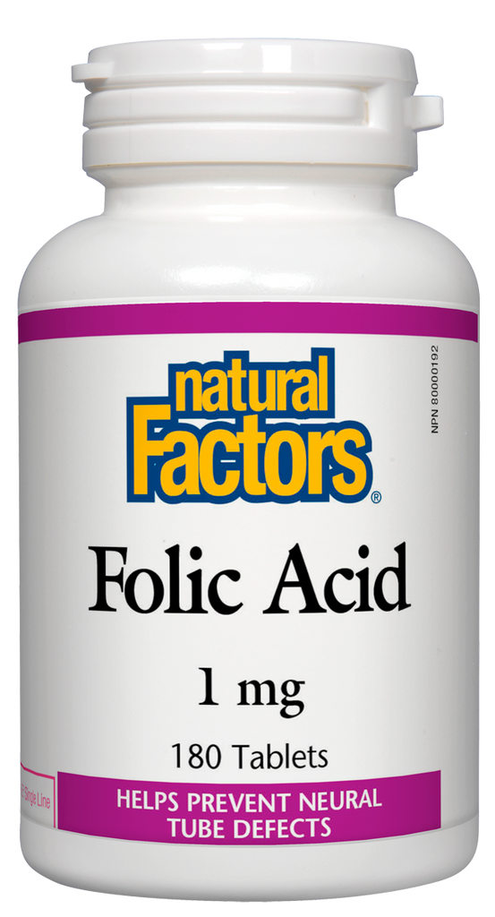 Folic Acid 1 mg  180 tabs Natural Factors