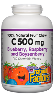Vitamine C 500 mg 180 gaufrettes à croquer 100% fruits naturels Natural Factors
