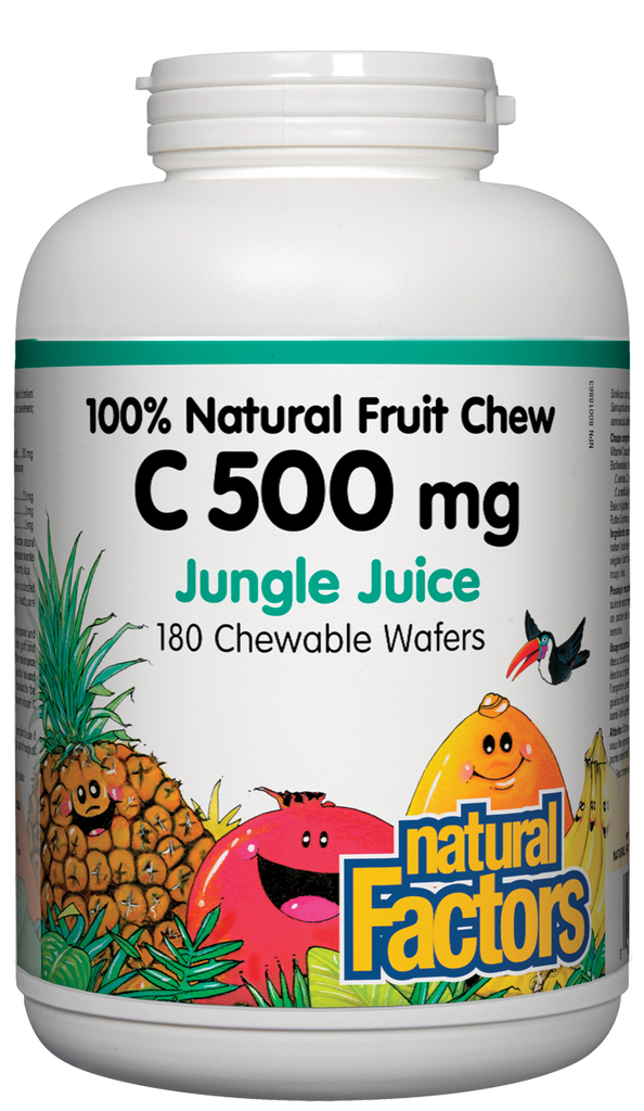 Vitamine C 500 mg 180 gaufrettes à croquer 100% fruits naturels Natural Factors