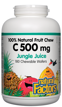 Vitamina C 500mg 180 bolachas mastigáveis 100% de frutas naturais Fatores naturais