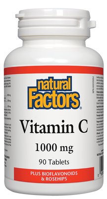 Vitamina C 1000mg mais bioflavonóides e roseira brava Fatores naturais dos anos 90