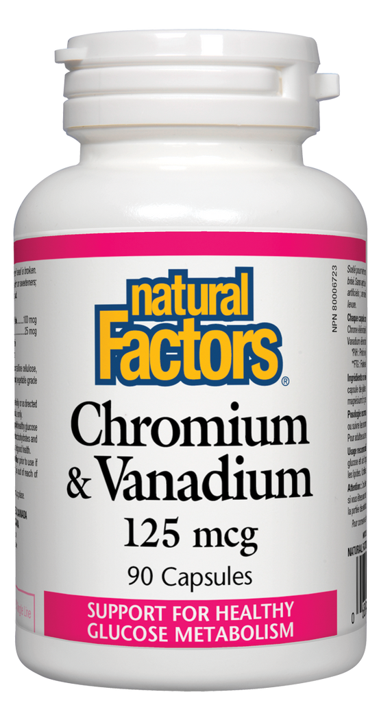 Chrome et vanadium 125 mcg métabolisme sain du glucose des années 90