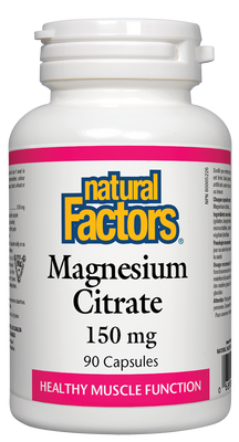 Citrate de magnésium 150 mg 90 gélules Fonction musculaire saine Facteurs naturels