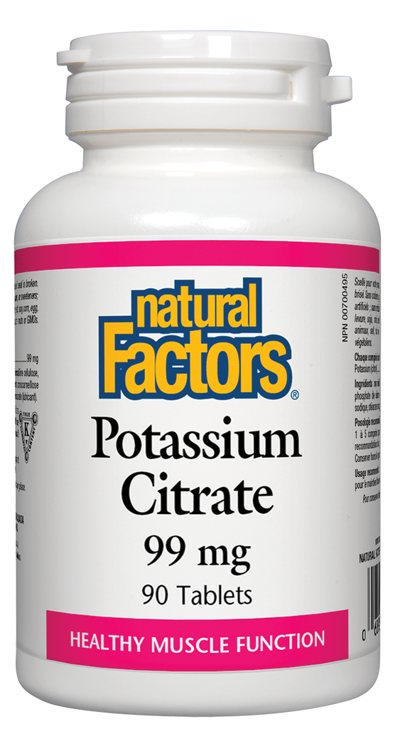 Citrato de potássio 99 mg 90 tabs Função muscular saudável Fatores naturais