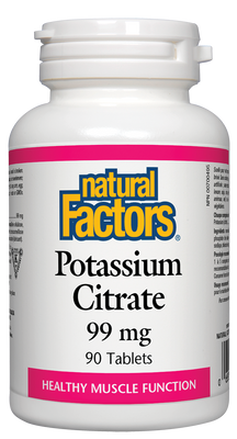 Citrate de potassium 99 mg 90 comprimés Fonction musculaire saine Facteurs naturels