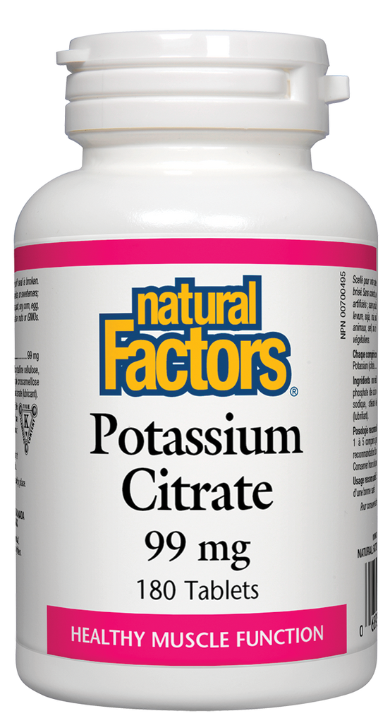 Citrato de potássio 99 mg 180 tabs Função muscular saudável Fatores naturais