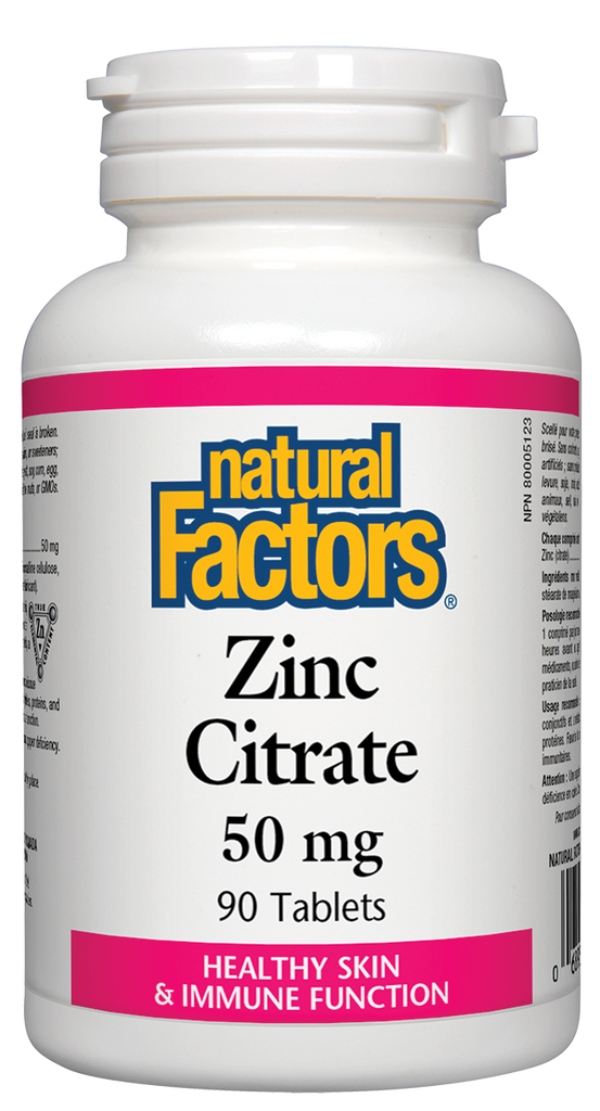 Zinc Citrate 50 mg 90 tabs Healthy Skin & immune function Natural Factors