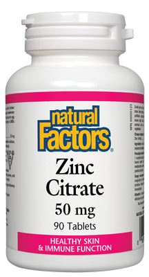 Citrato de zinco 50 mg 90 tabs Pele saudável e função imunológica Fatores naturais