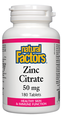 Citrato de zinco 50 mg 180 tabs Pele saudável e função imunológica Fatores naturais