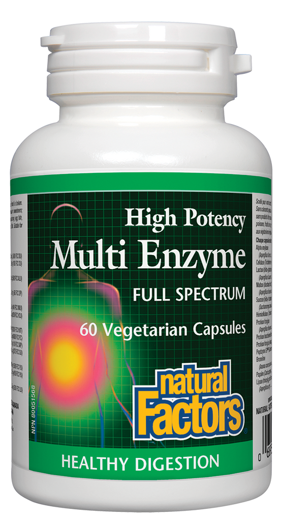 Multi-enzima de alta potência 60 cápsulas vegetarianas Digestão saudável