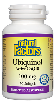 Ubiquinol CoQ10 ativo 100 mg Fatores naturais dos anos 60 KANEKA