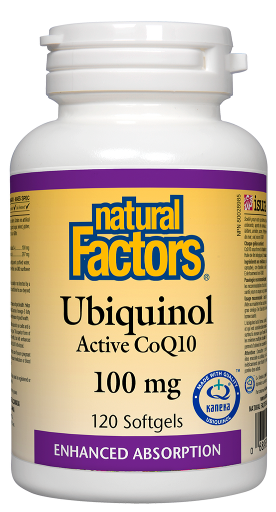 Ubiquinol CoQ10 ativo 100 mg Fatores naturais de 120 KANEKA