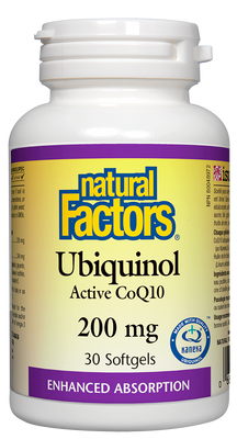 Ubiquinol CoQ10 ativo 200 mg Fatores naturais dos anos 30 KANEKA