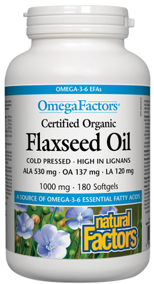 Óleo de linhaça orgânico certificado 1000 mg 180's N.F.