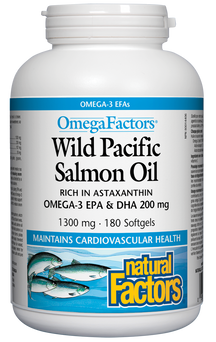 Óleo de salmão do Pacífico selvagem 1300 mg 180 's Cardiovascular Health N.F.