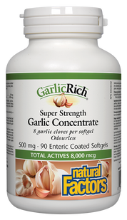 GarlicRich Super Strength Garlic Concentrate 500 mg 90 Cápsulas com revestimento entérico