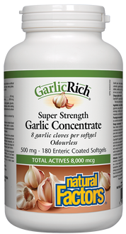 GarlicRich Super Strength Garlic Concentrate 500 mg 180 Cápsulas com revestimento entérico