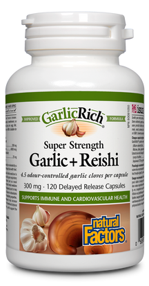 GarlicRich Super Strength Alho + Reishi 300 mg 120 cápsulas de libertação retardada