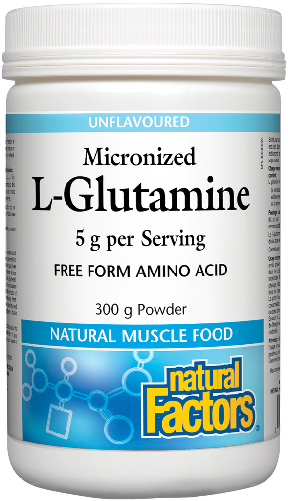L-glutamina micronizada 5g por porção de 300 g de pó