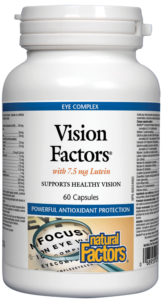 Fatores de visão com 7,5 mg de fatores naturais de luteína dos anos 60