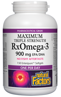 RxOmega-3 Triple Force 900mg EPA / DHA 150 Natural Factors Aucun arrière-goût de poisson