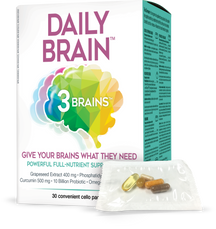 Daily Brain 3 Brains Poderoso Suporte Completo a Nutrientes 30 Pacotes