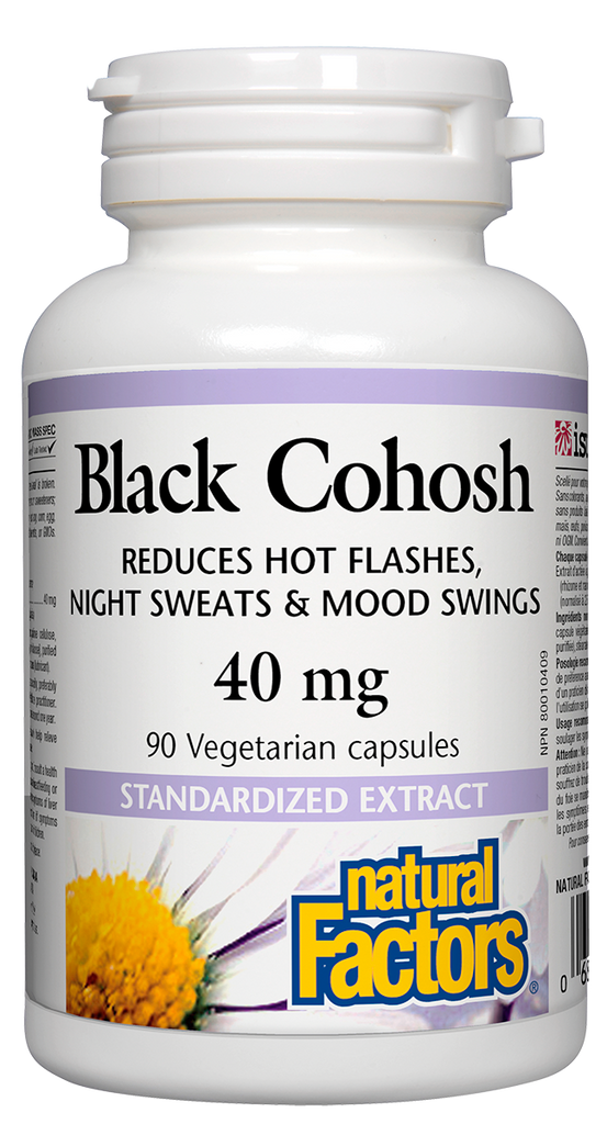 Black Cohosh 40mg Reduz ondas de calor, suores noturnos e mudanças de humor