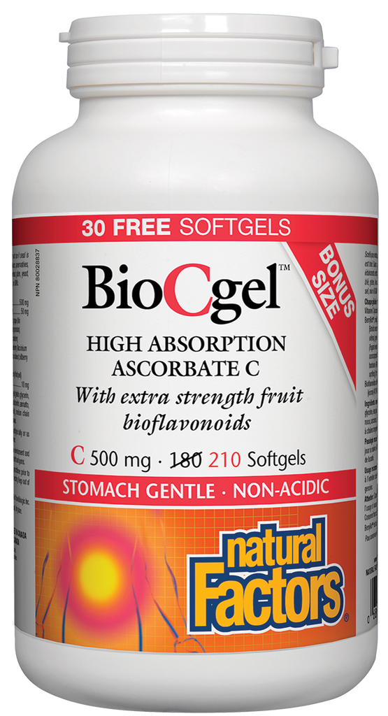 BioCgel Stomach Gentle, Non Acidic 180 + 30 Natural Factors