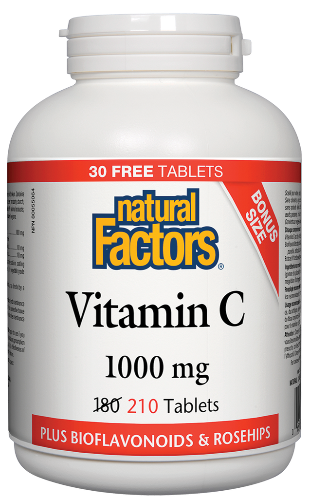 Vitamin C 1000mg Plus Bioflavonoids & rosehips 180 + 30 Natural Factors