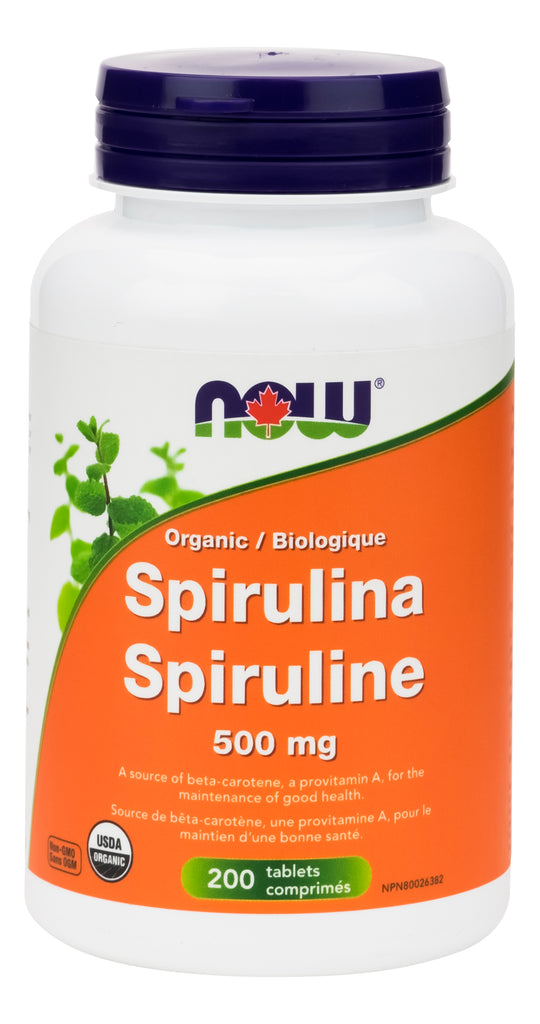 Spiruline biologique 500 mg 200tabs MAINTENANT