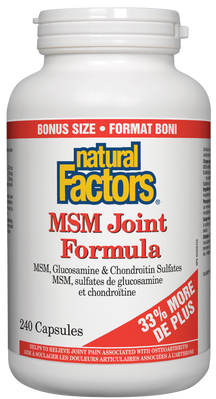 MSM Joint Formula Bonus taille 33% plus 240 caps Natural Factors