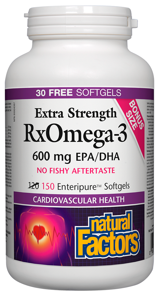 RxOmega-3 Extra Strength 600mg EPA/DHA 120 + 30 Natural Factors